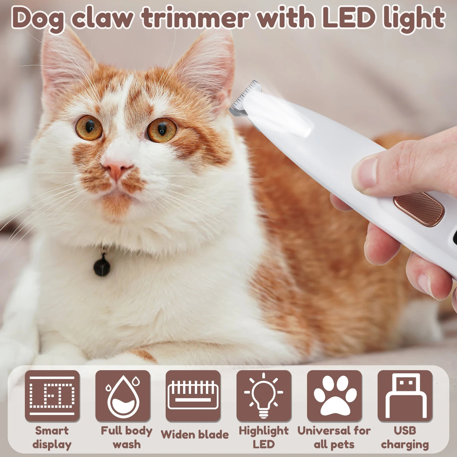 Pet Dog Paw Trimmer | Rechargeable & Waterproof Clippers